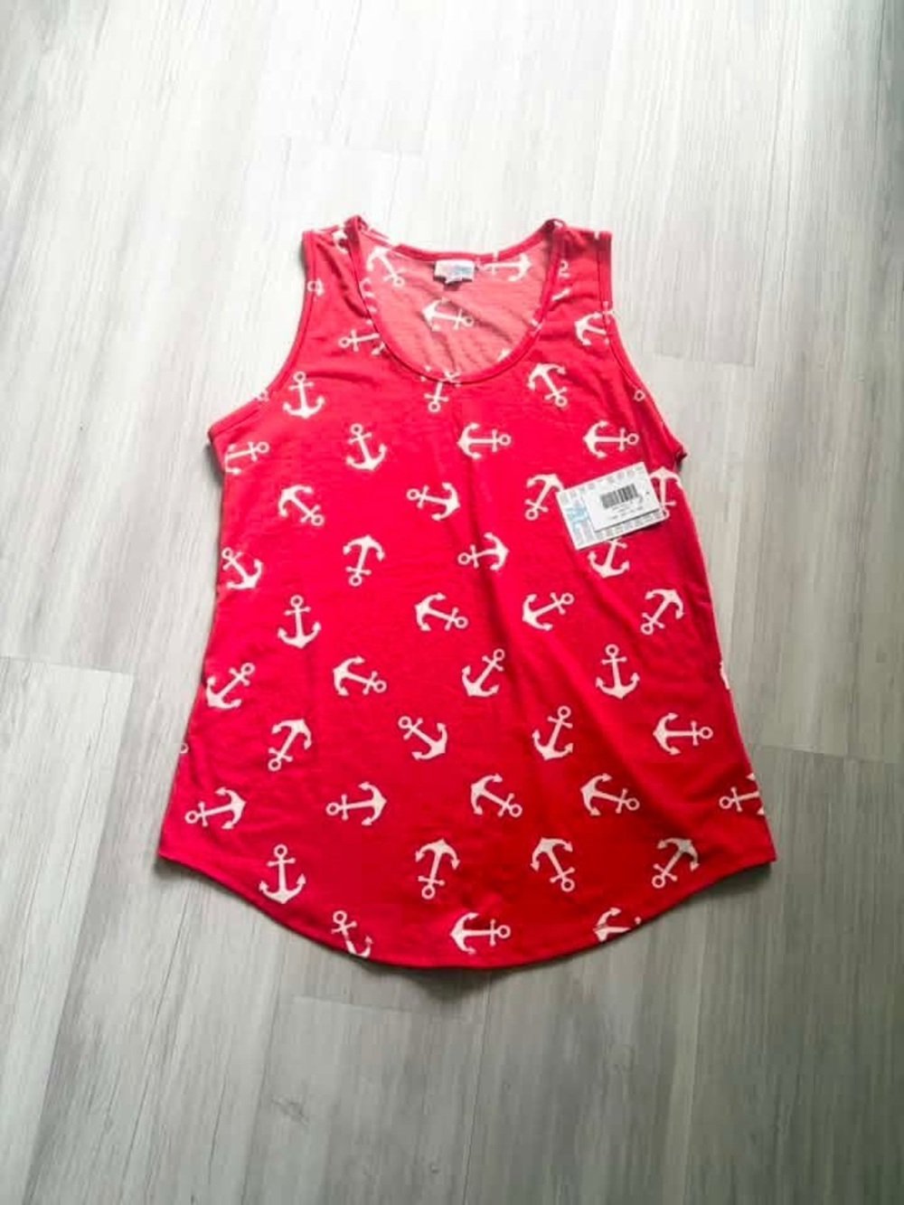 LuLaRoe Red Anchor Print Tank Top